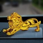 Metal Gold Plated Lion Showpiece For Car Dashboard Decoration - Image 3